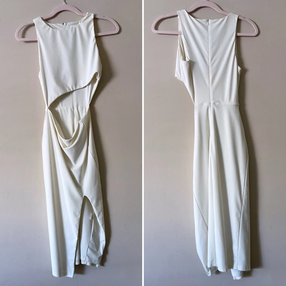 Revolve Super Down Amira Cut Out Dress in Ivory • XS - Picture 3 of 10